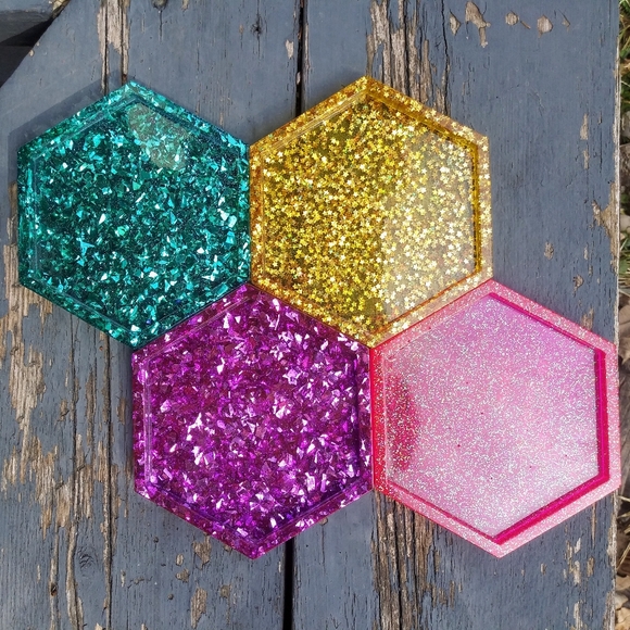 Coaster Set Handmade Sparkles - Picture 4 of 8